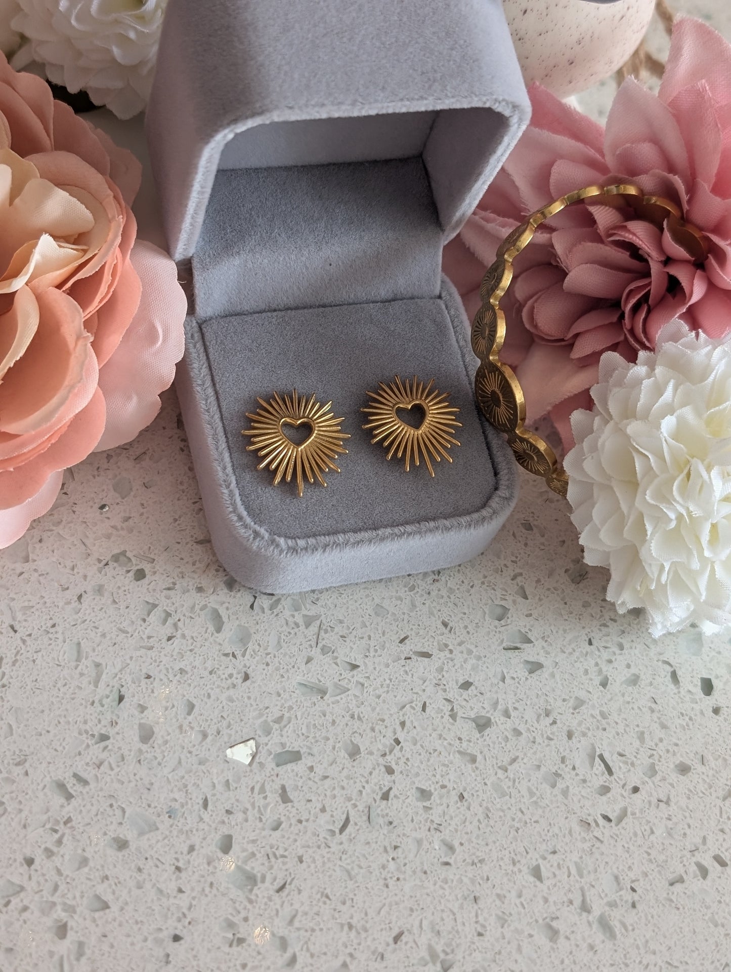 Moonburst Yellow Gold Stud Earrings