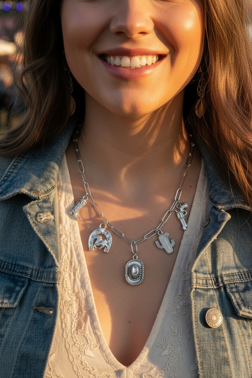 Silver Corral Charm Necklace