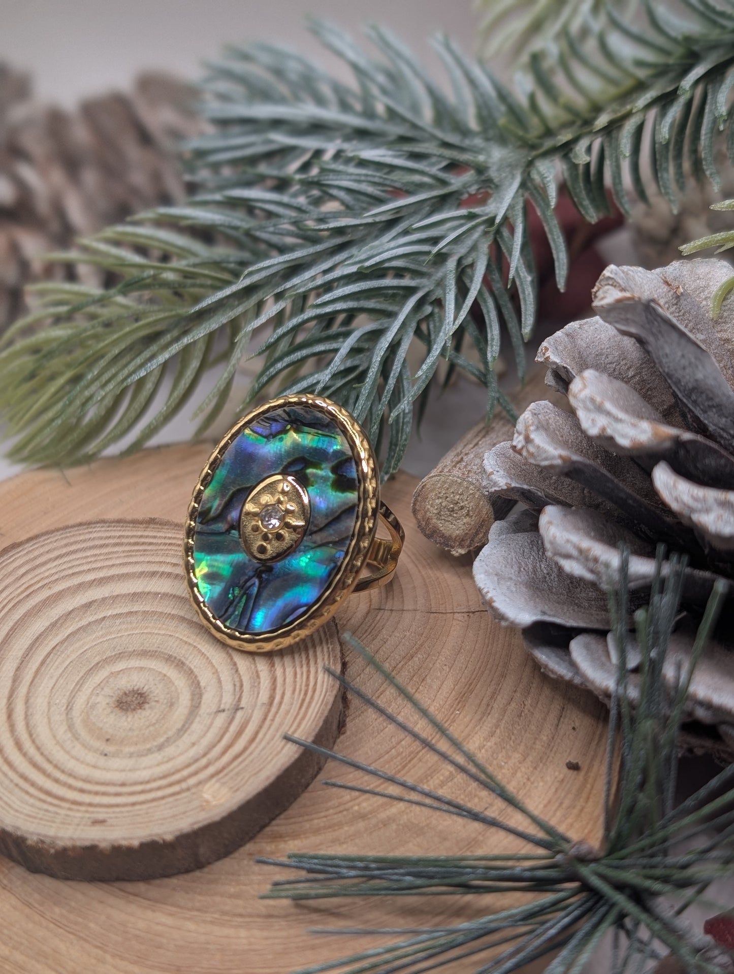 Gold Shell Concho Ring