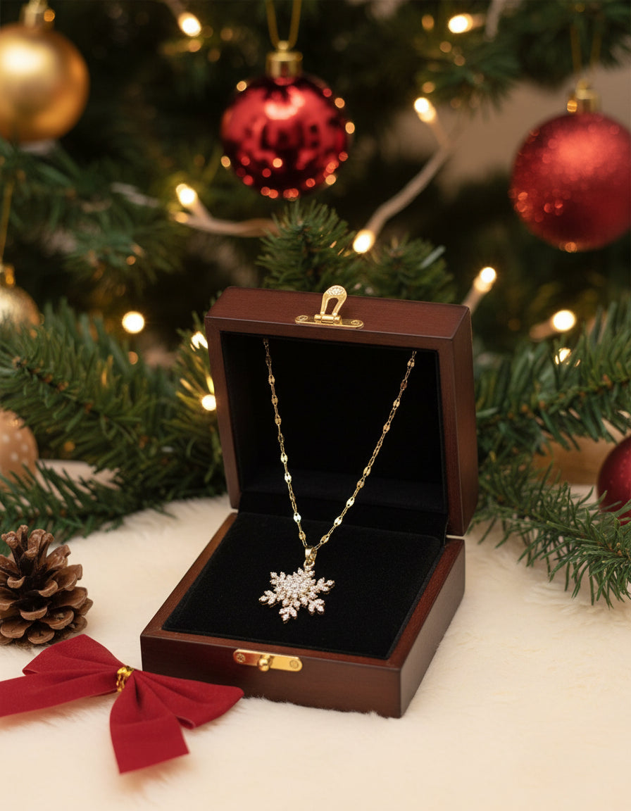 Gold Sparkle Snowflake Pendant