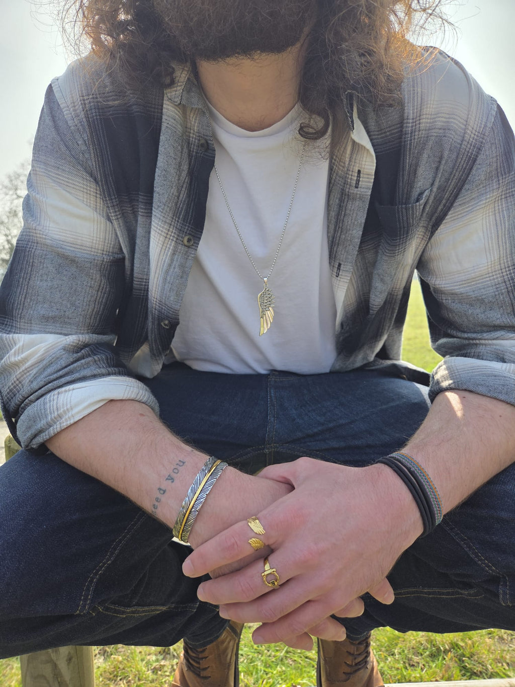 Large Single Feather Necklace