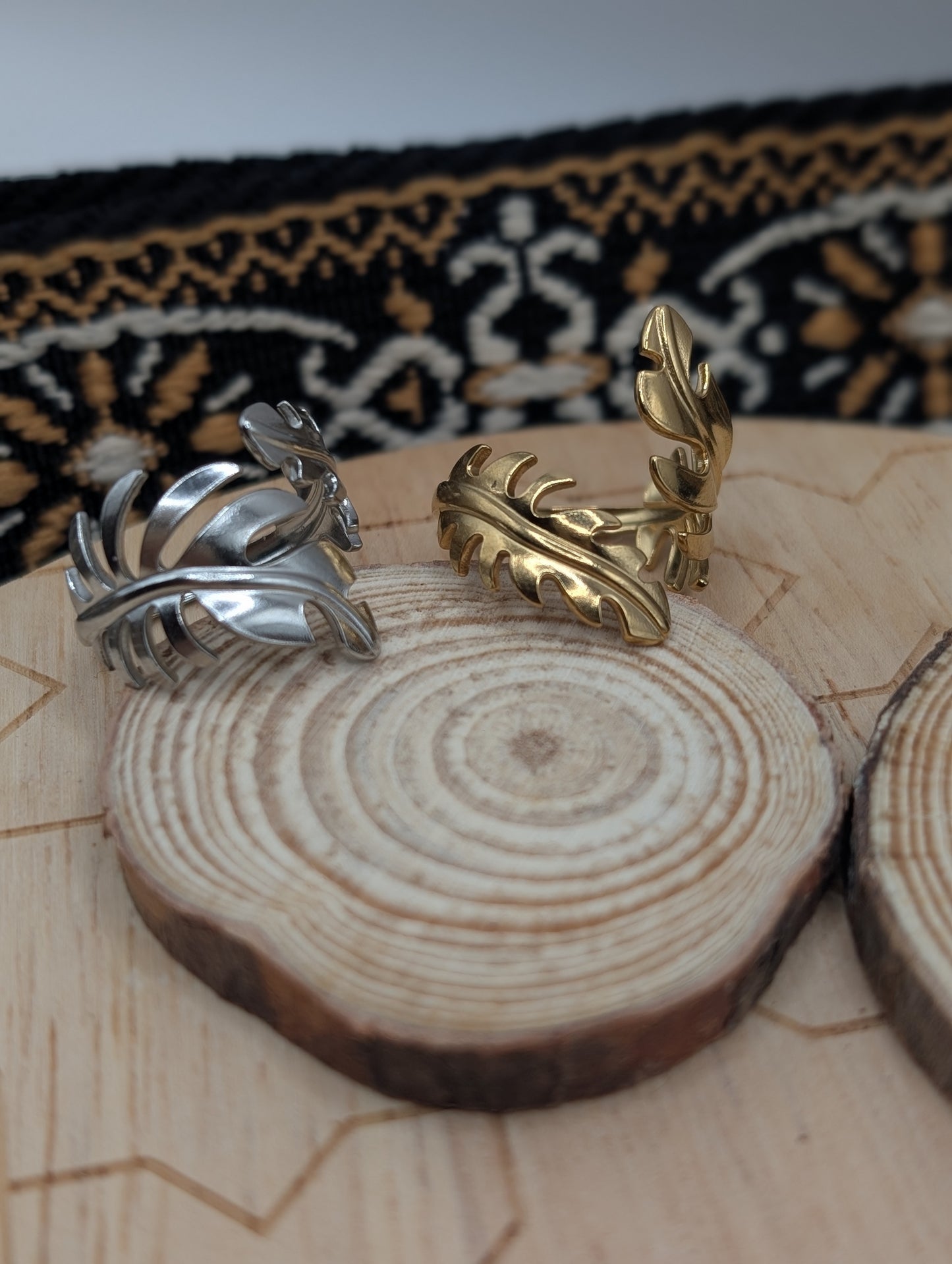 Tropical Leaf Adjustable Wrap Ring