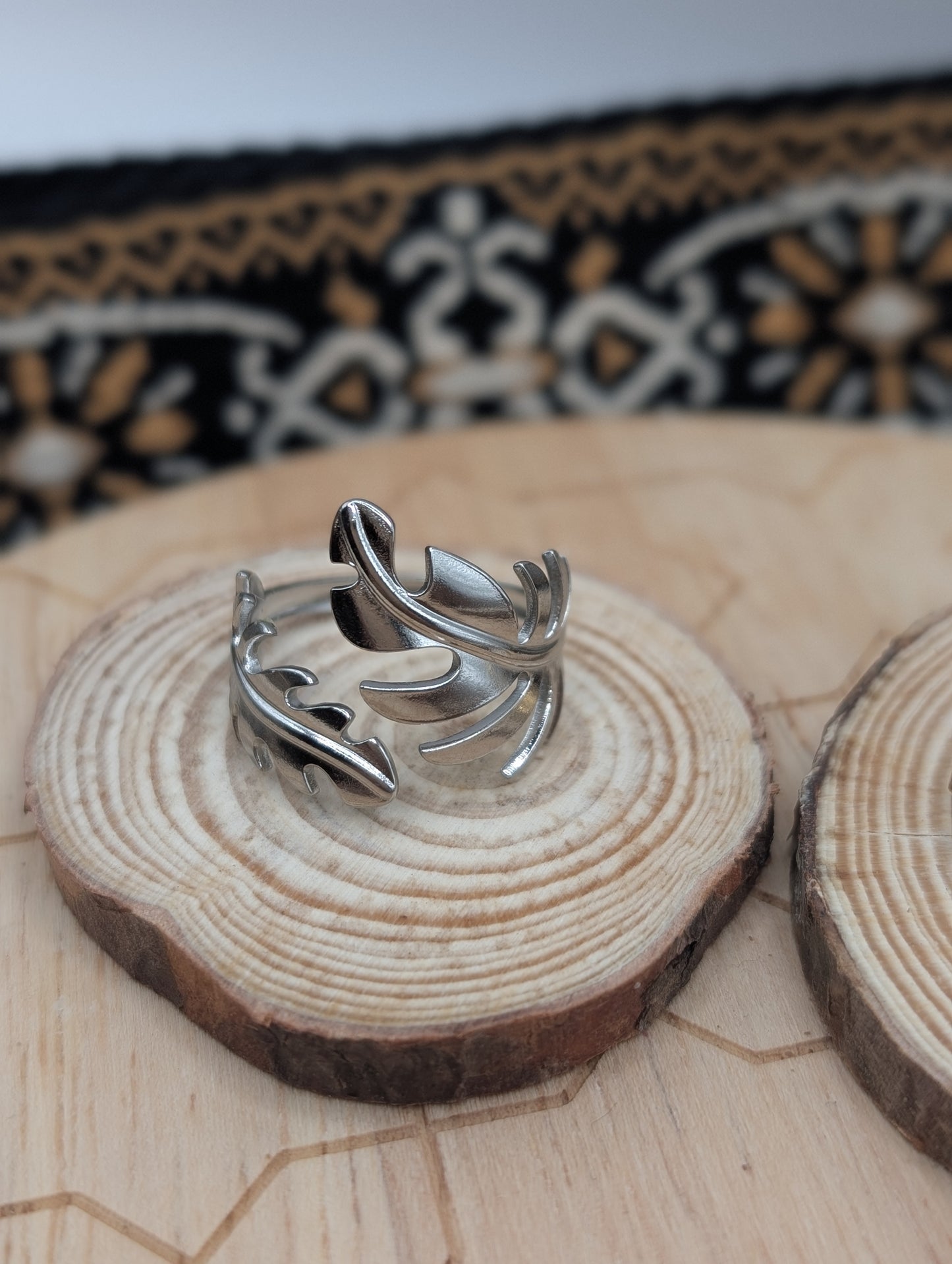 Tropical Leaf Adjustable Wrap Ring