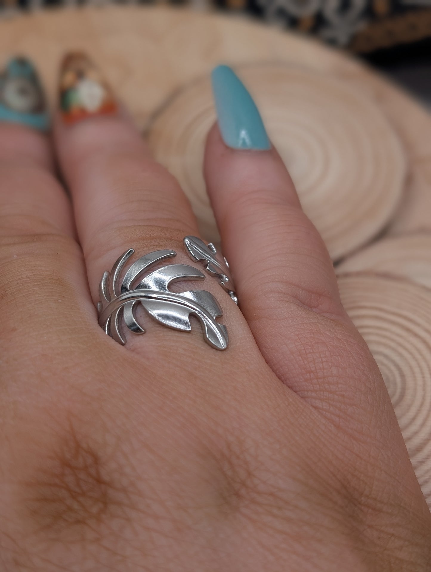 Tropical Leaf Adjustable Wrap Ring
