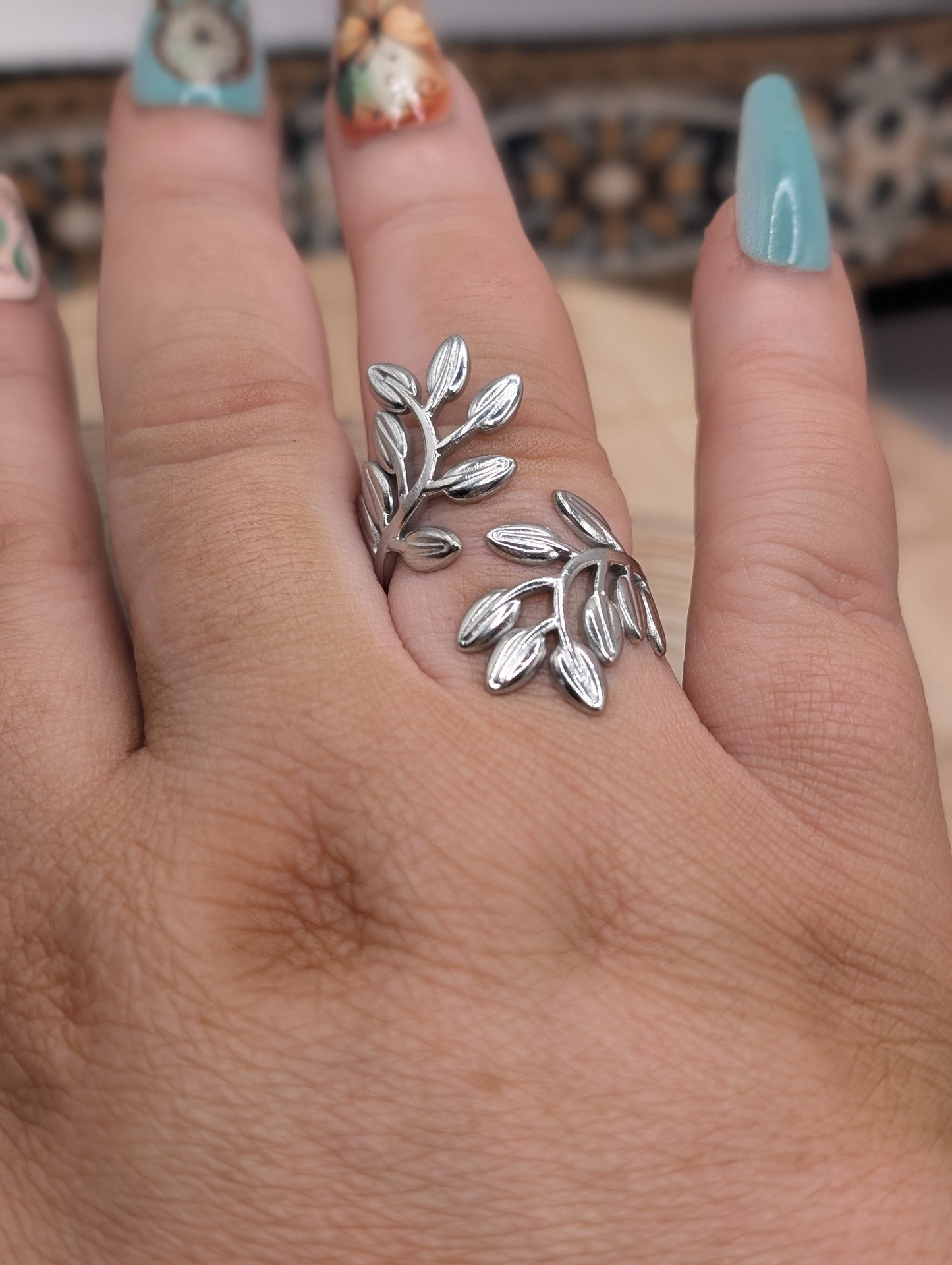 Large Adjustable Olive Wrap Ring