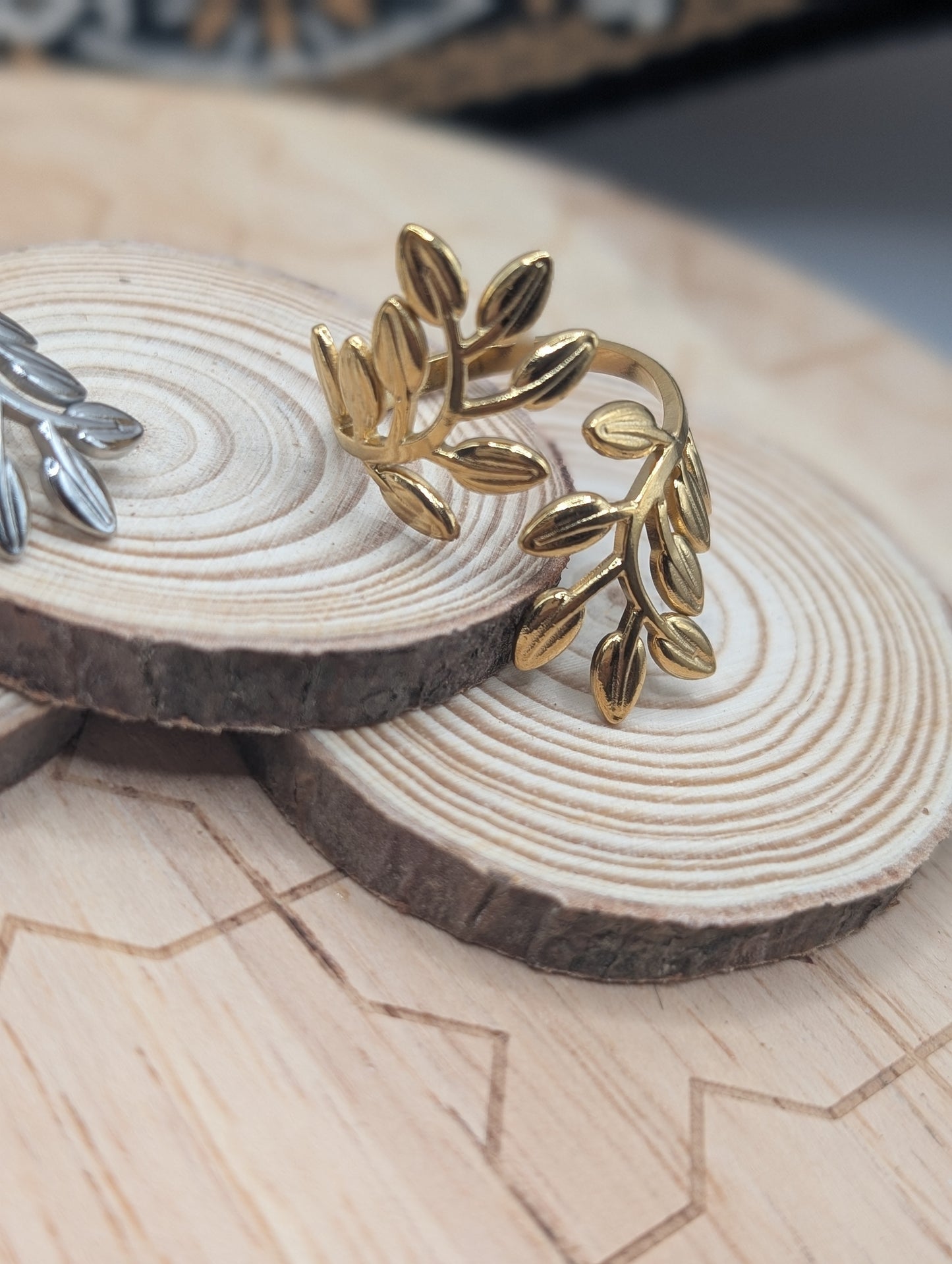 Large Adjustable Olive Wrap Ring