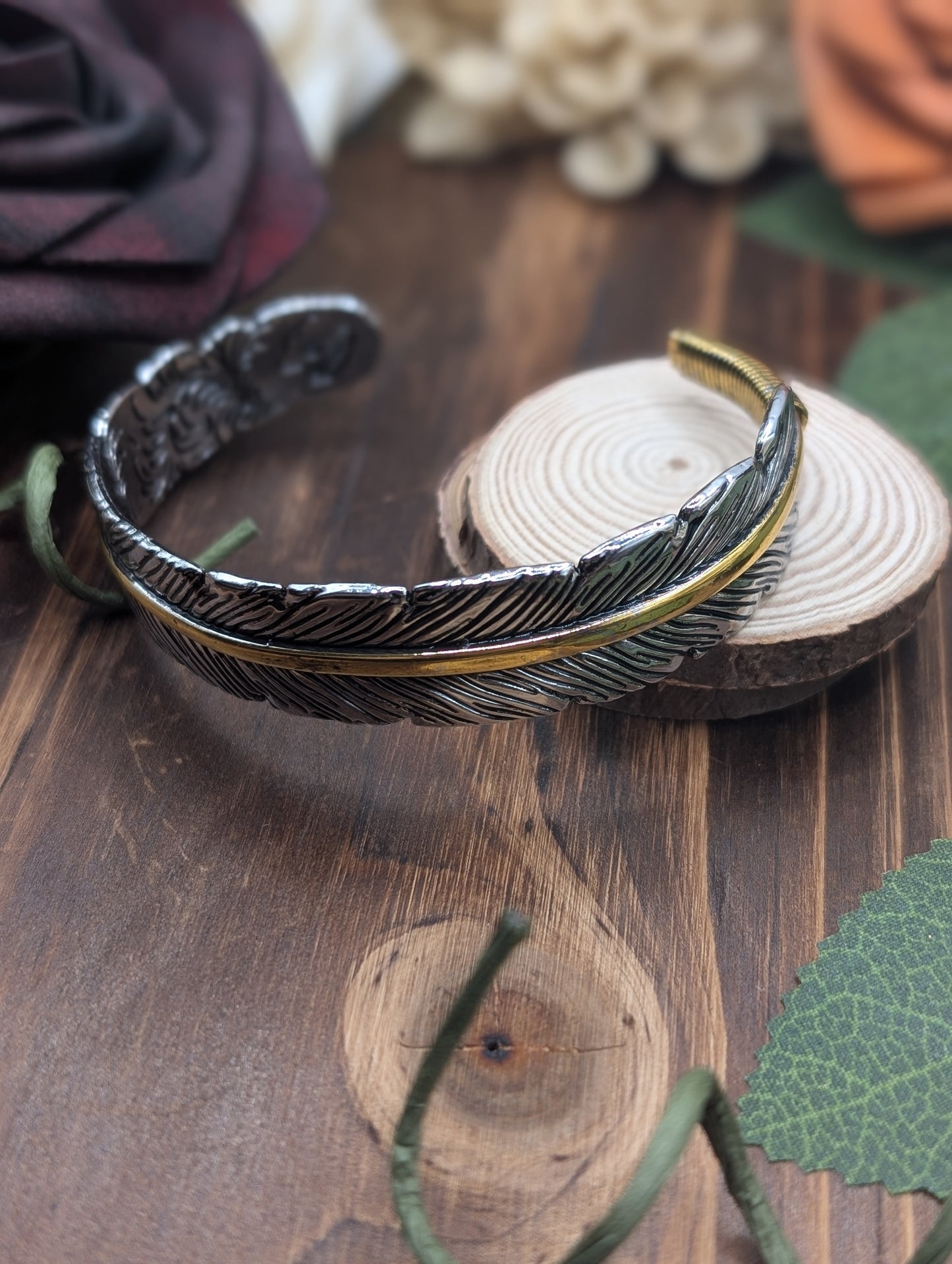 Aged Feather Bangle