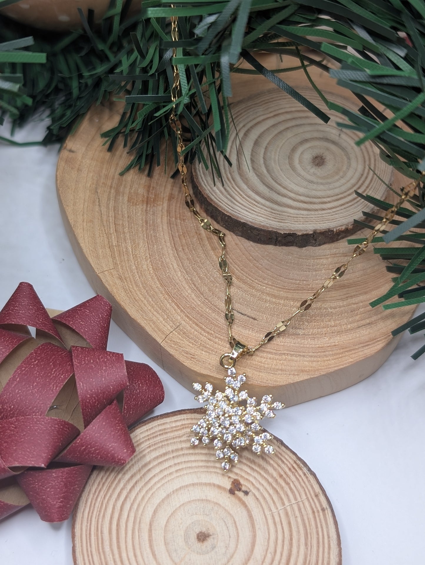 Gold Sparkle Snowflake Pendant
