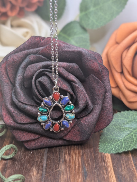 Multi stone drop pendant