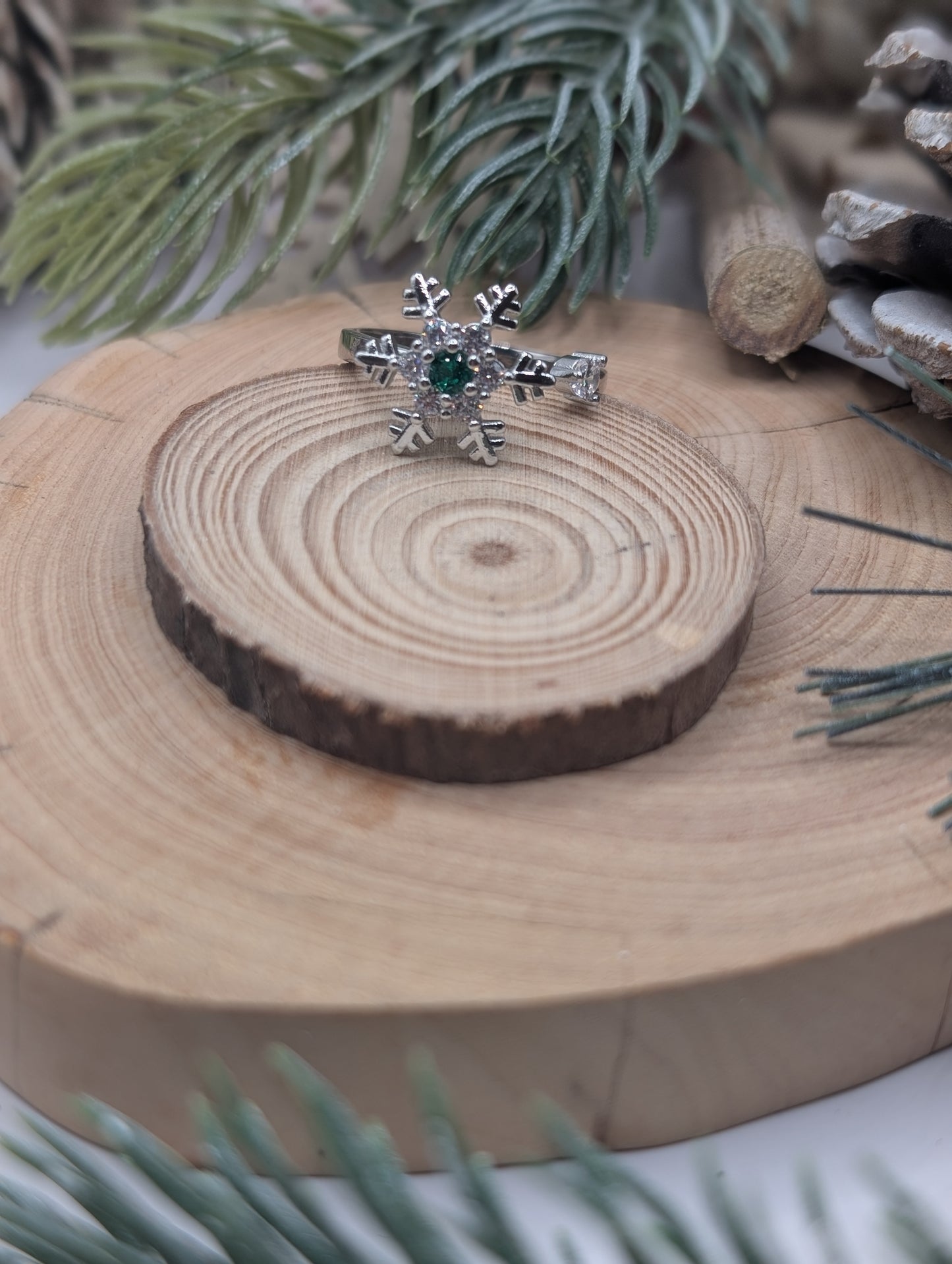 Silver Sparkle Rotating Snowflake Ring