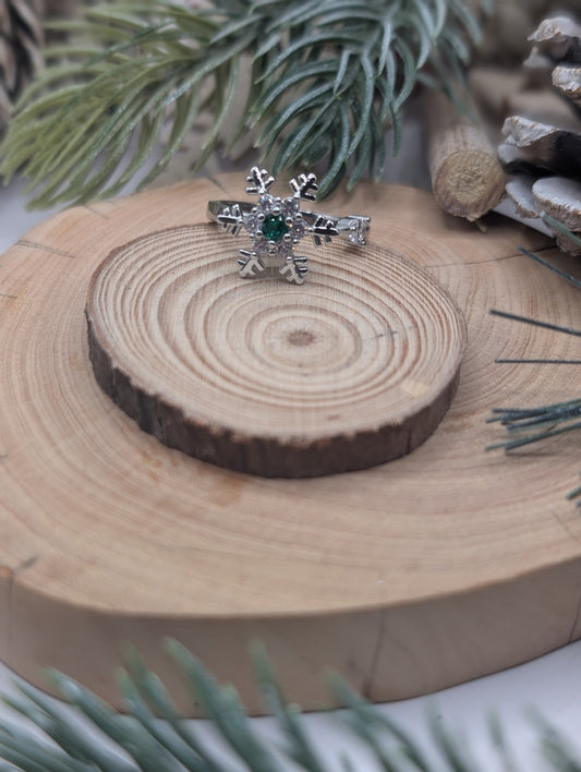 Silver Sparkle Rotating Snowflake Ring
