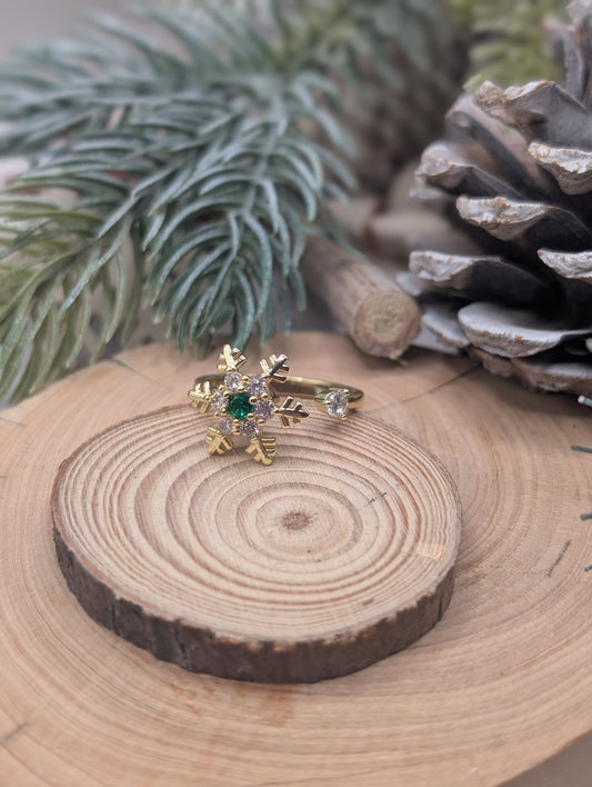 Gold Sparkle Snowflake Ring