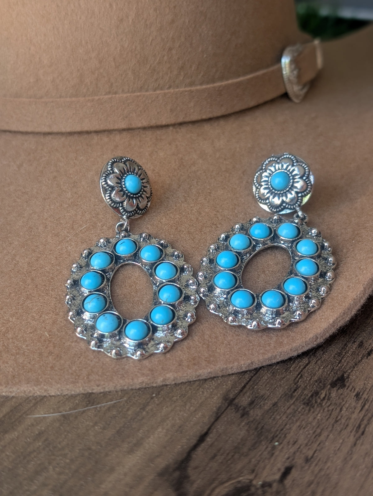 Turquoise Oval Drop Earrings