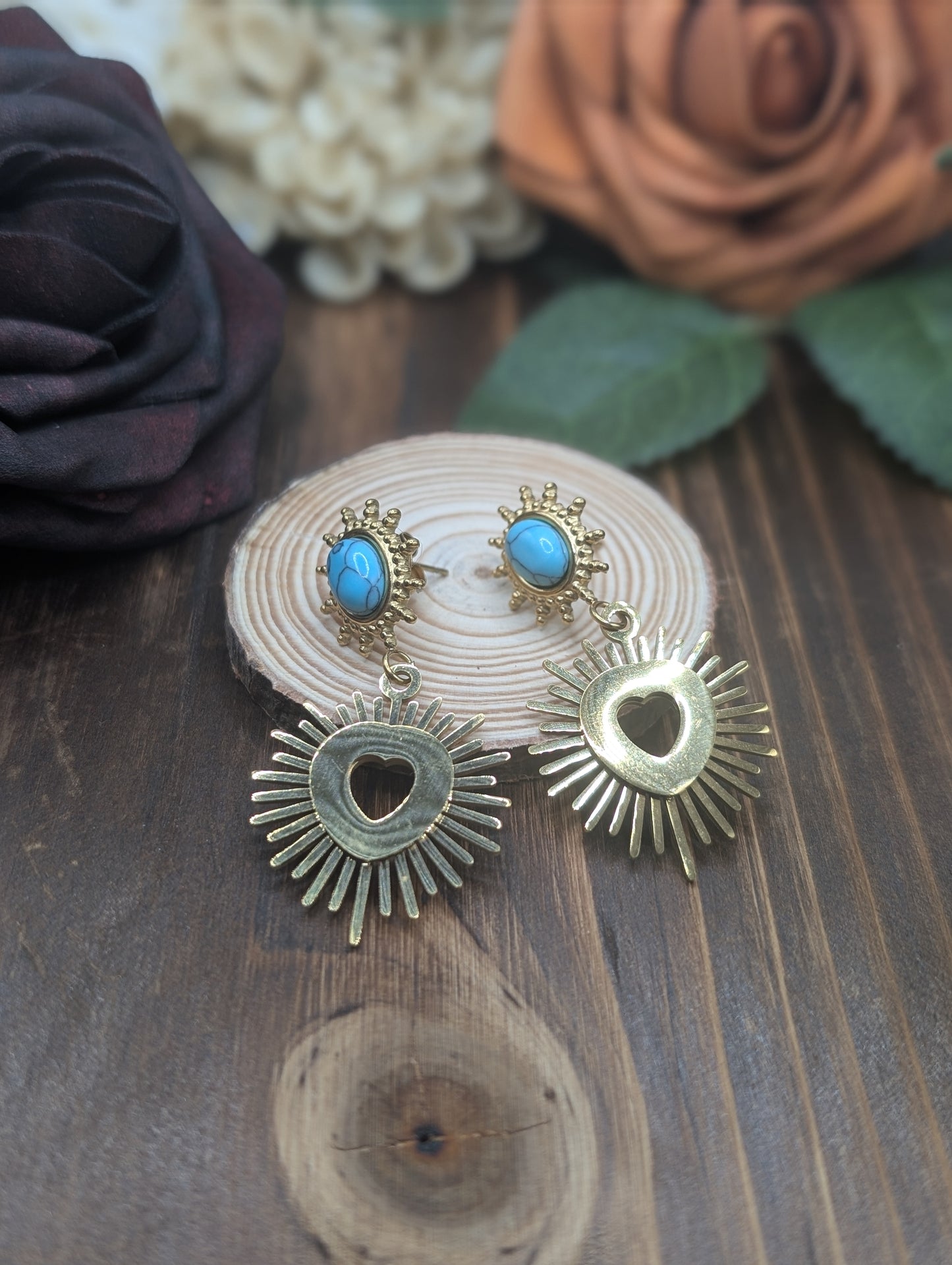 Moonburst Drop Turquoise Earrings