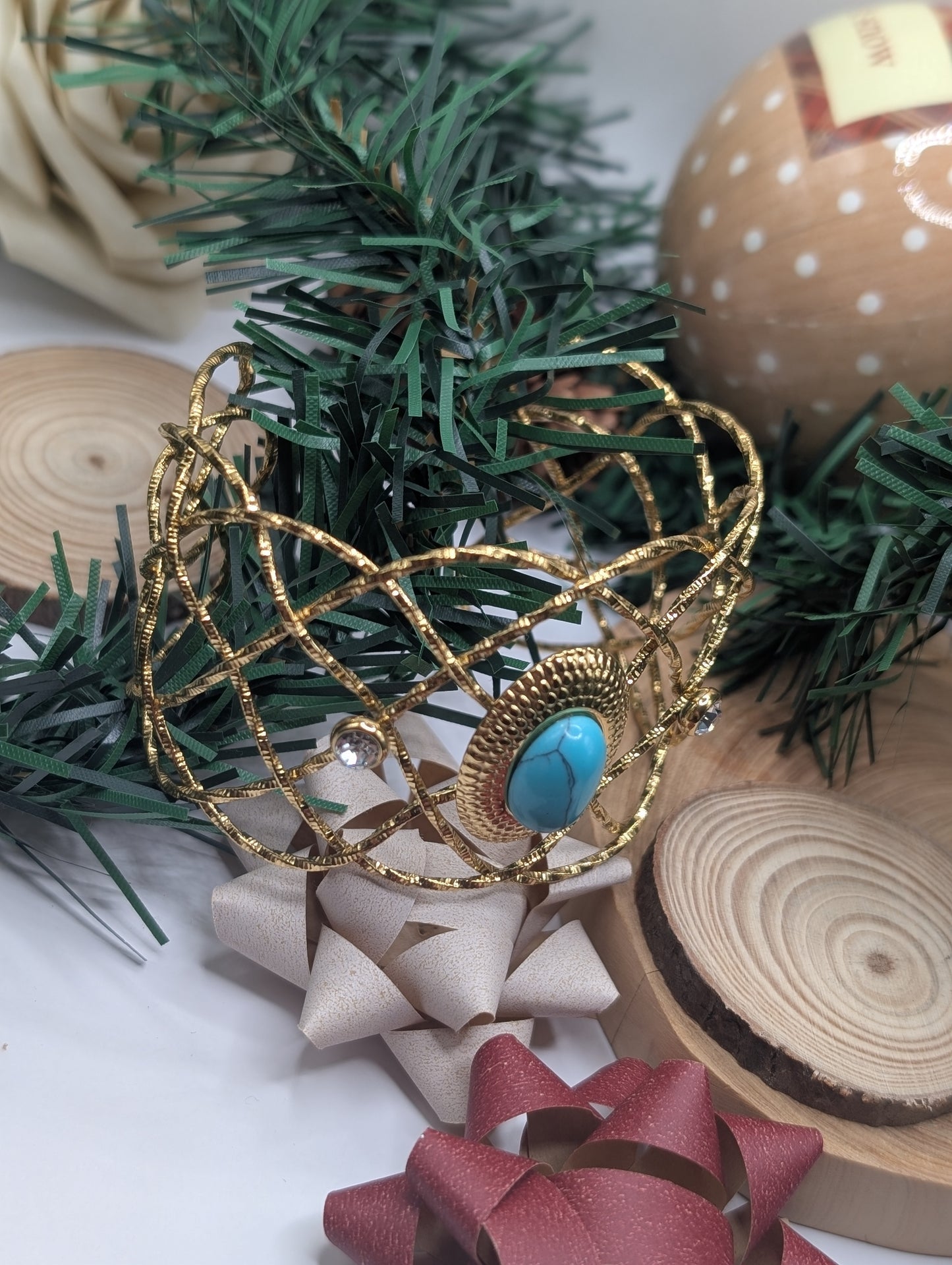 Gold Filigree Turquoise Cuff
