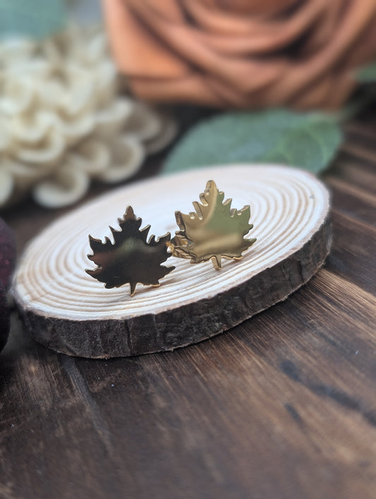 Maple leaf stud earrings