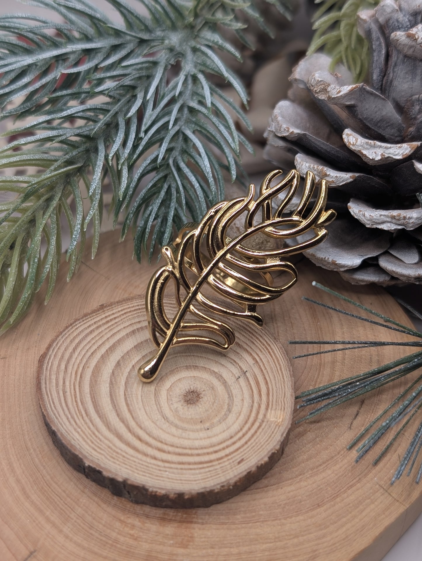 Gold Feather adjustable ring