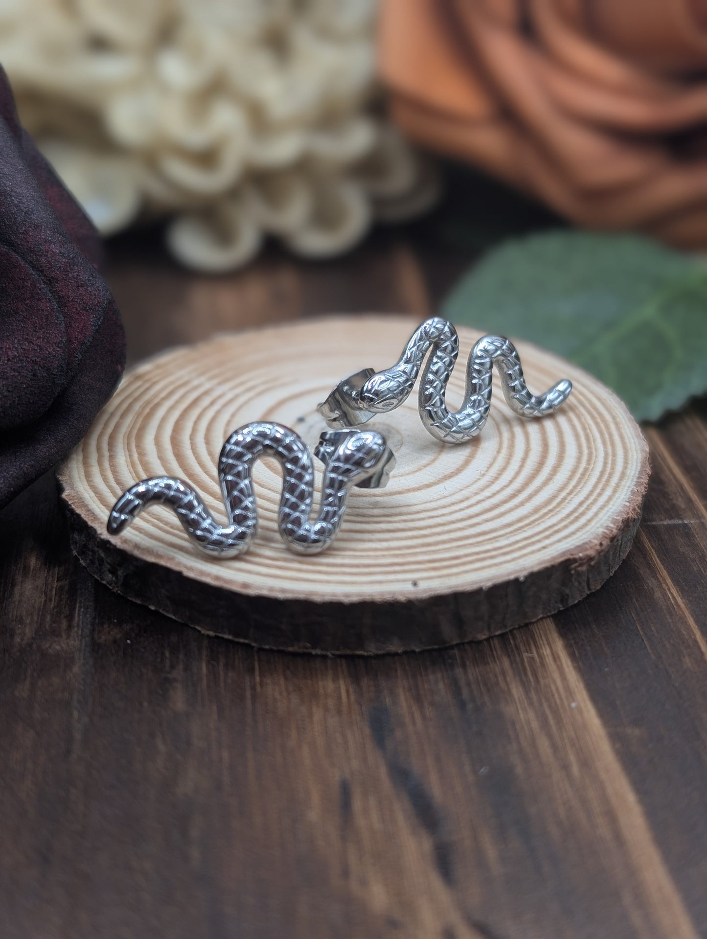 Slither Silver stud earrings