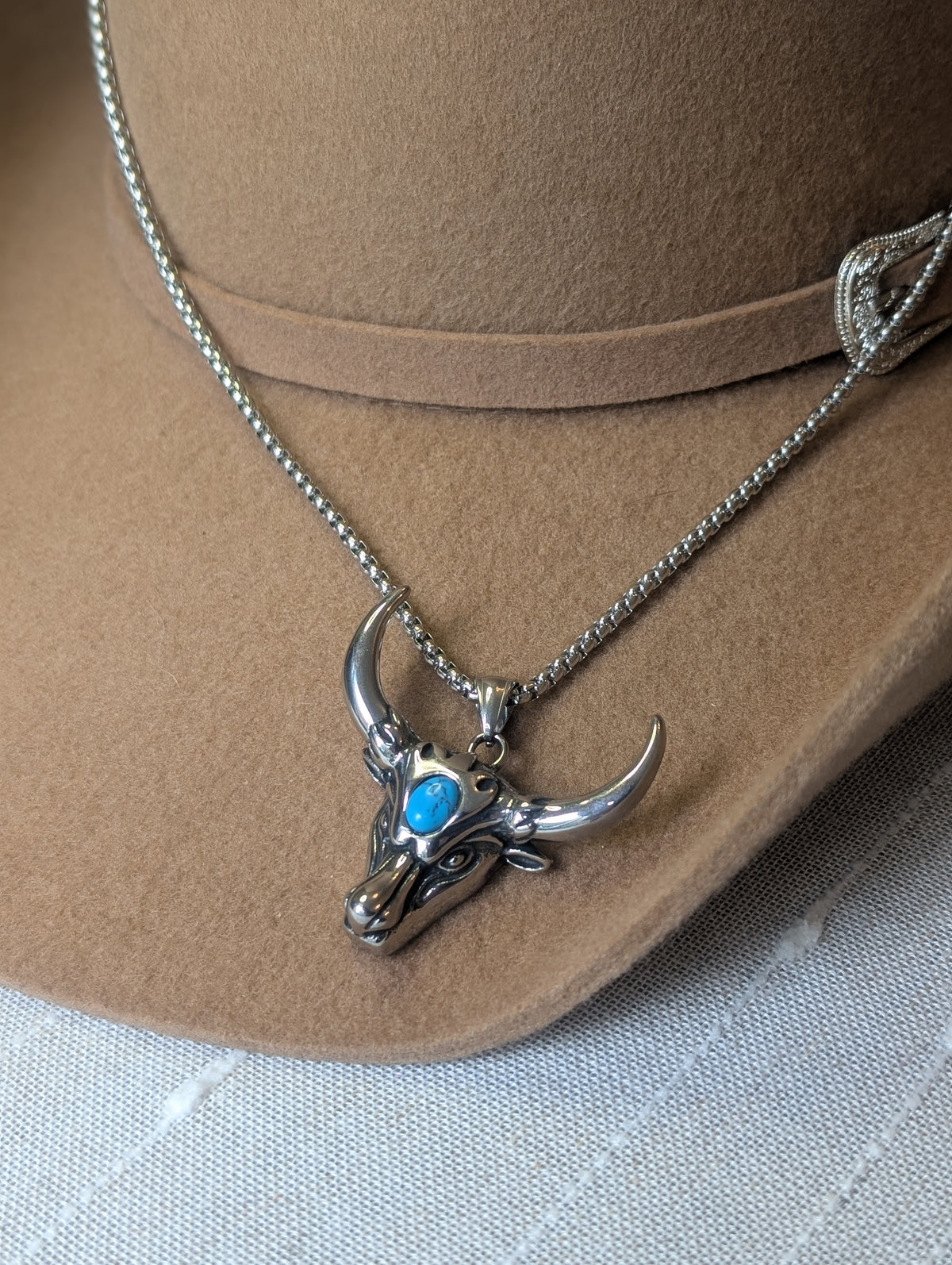 Turquoise Longhorn Chunky Pendant