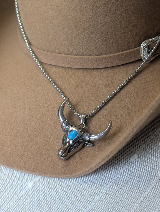 Turquoise Longhorn Chunky Pendant