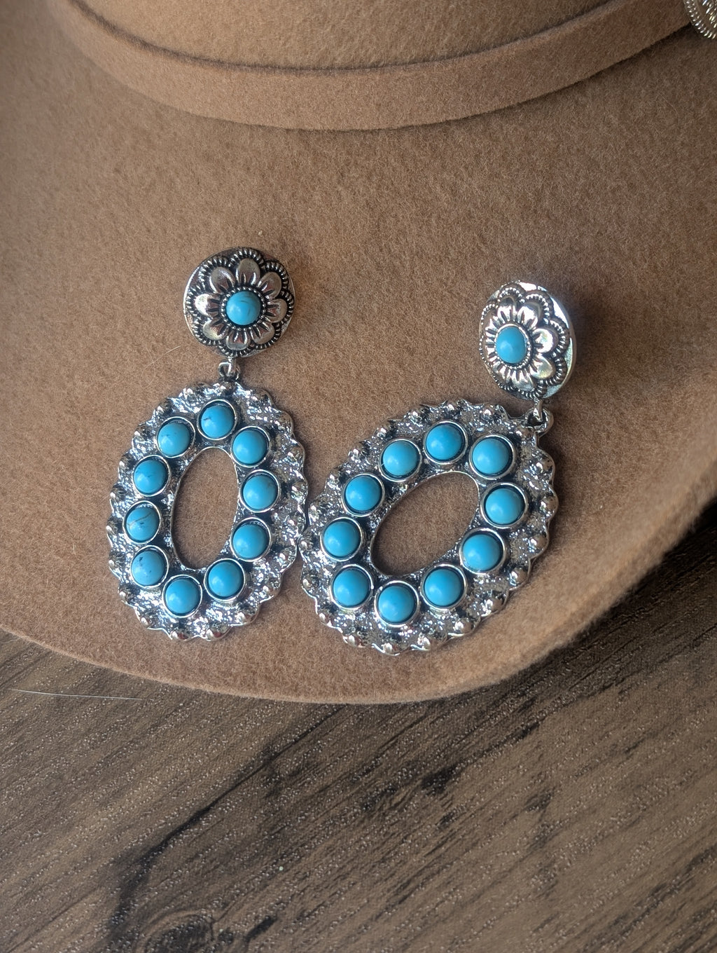 Turquoise Oval Drop Earrings
