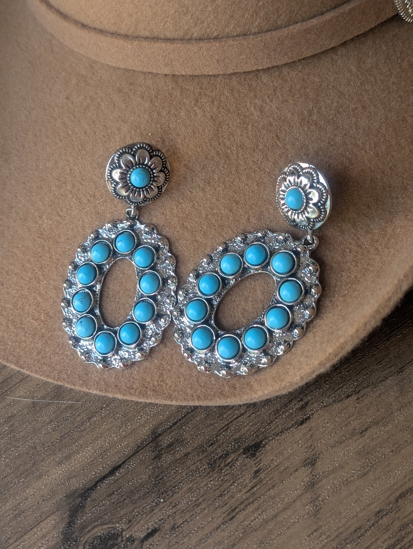 Turquoise Oval Drop Earrings