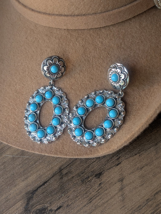 Turquoise Oval Drop Earrings
