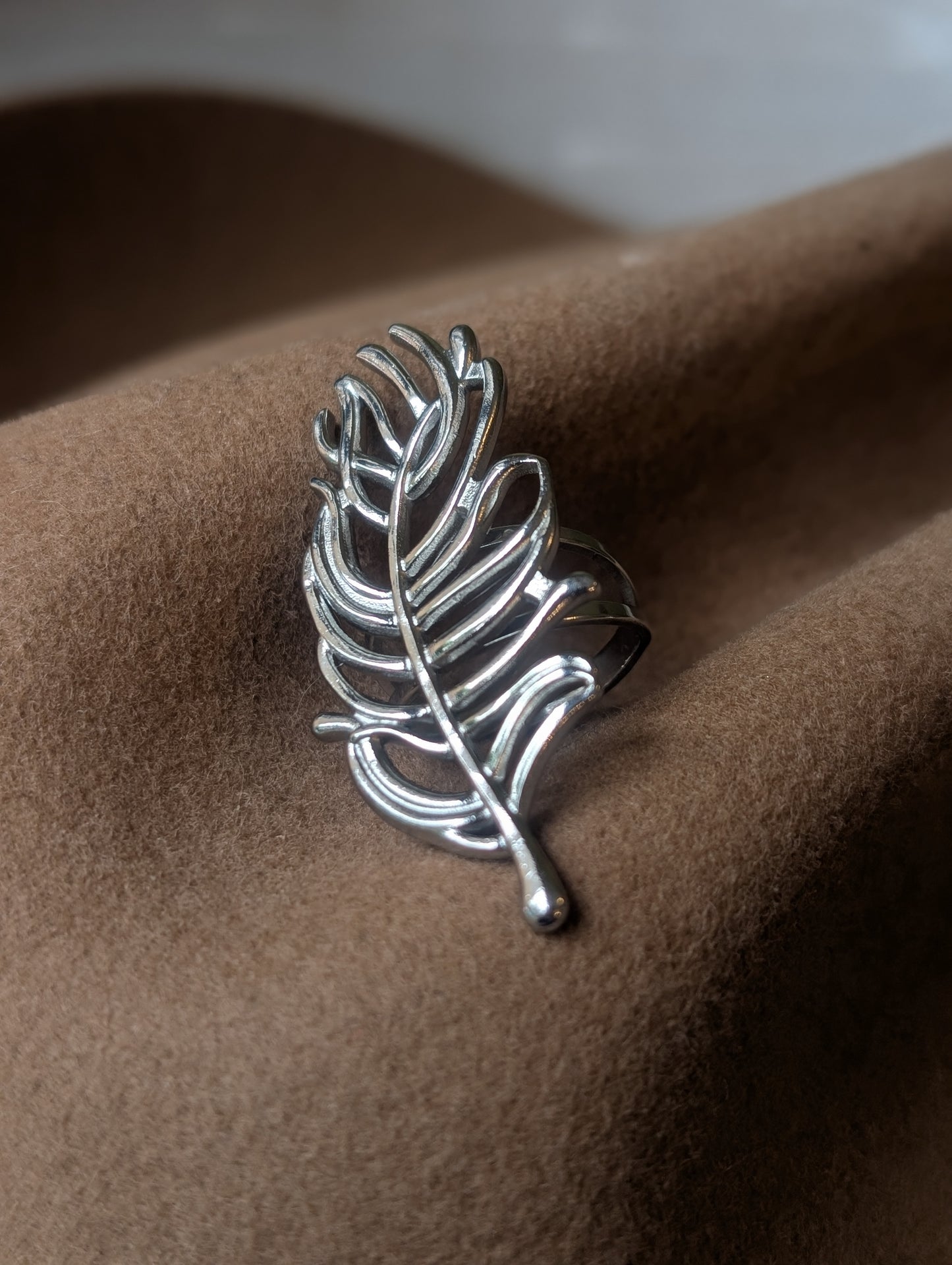 Silver Feather Adjustable ring