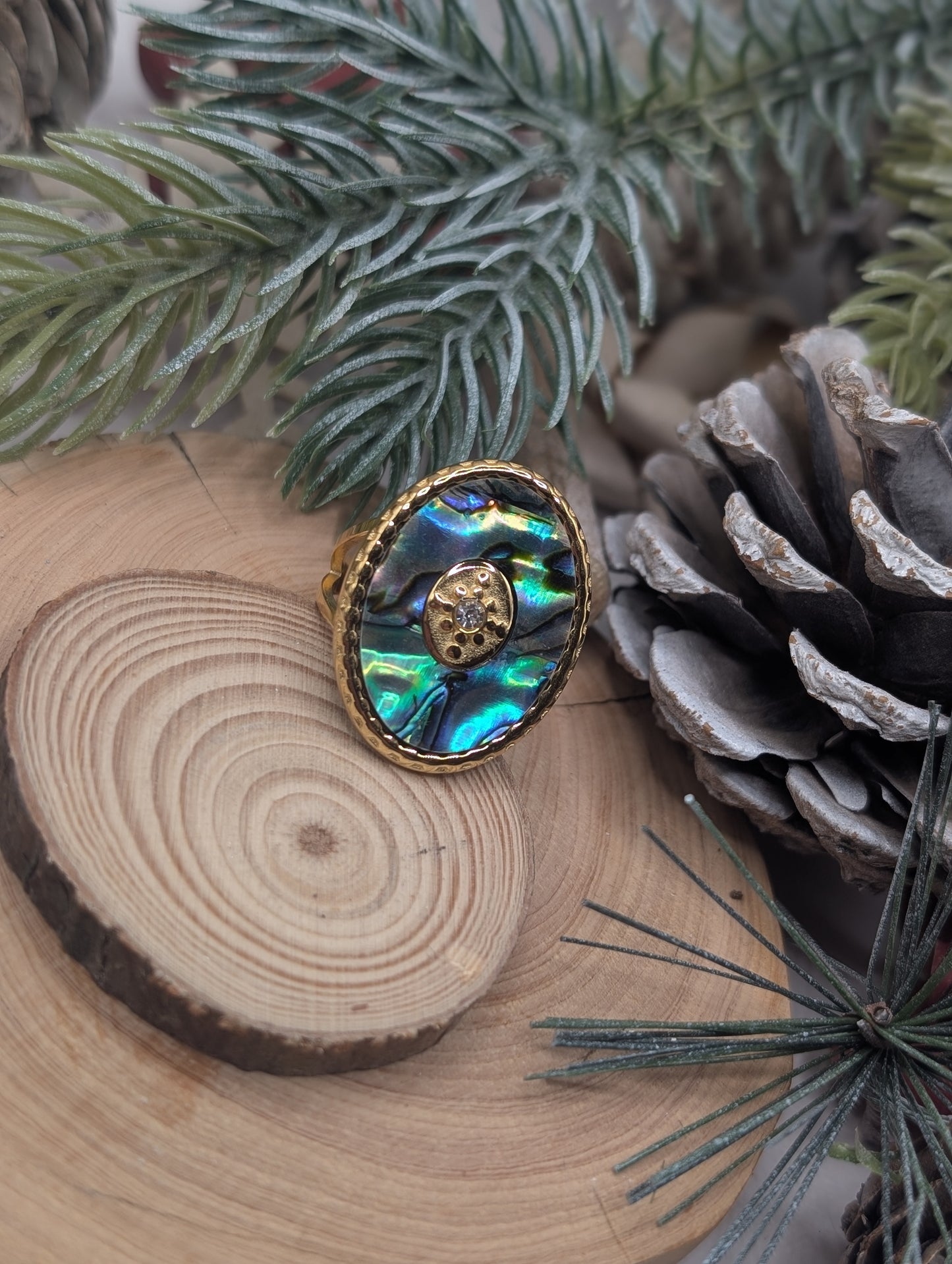 Gold Shell Concho Ring