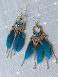 Feather drop boho earrings