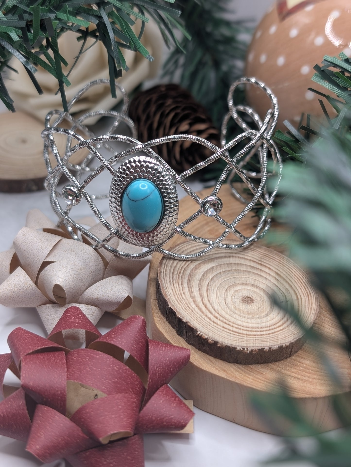 Silver Filigree Turquoise Cuff