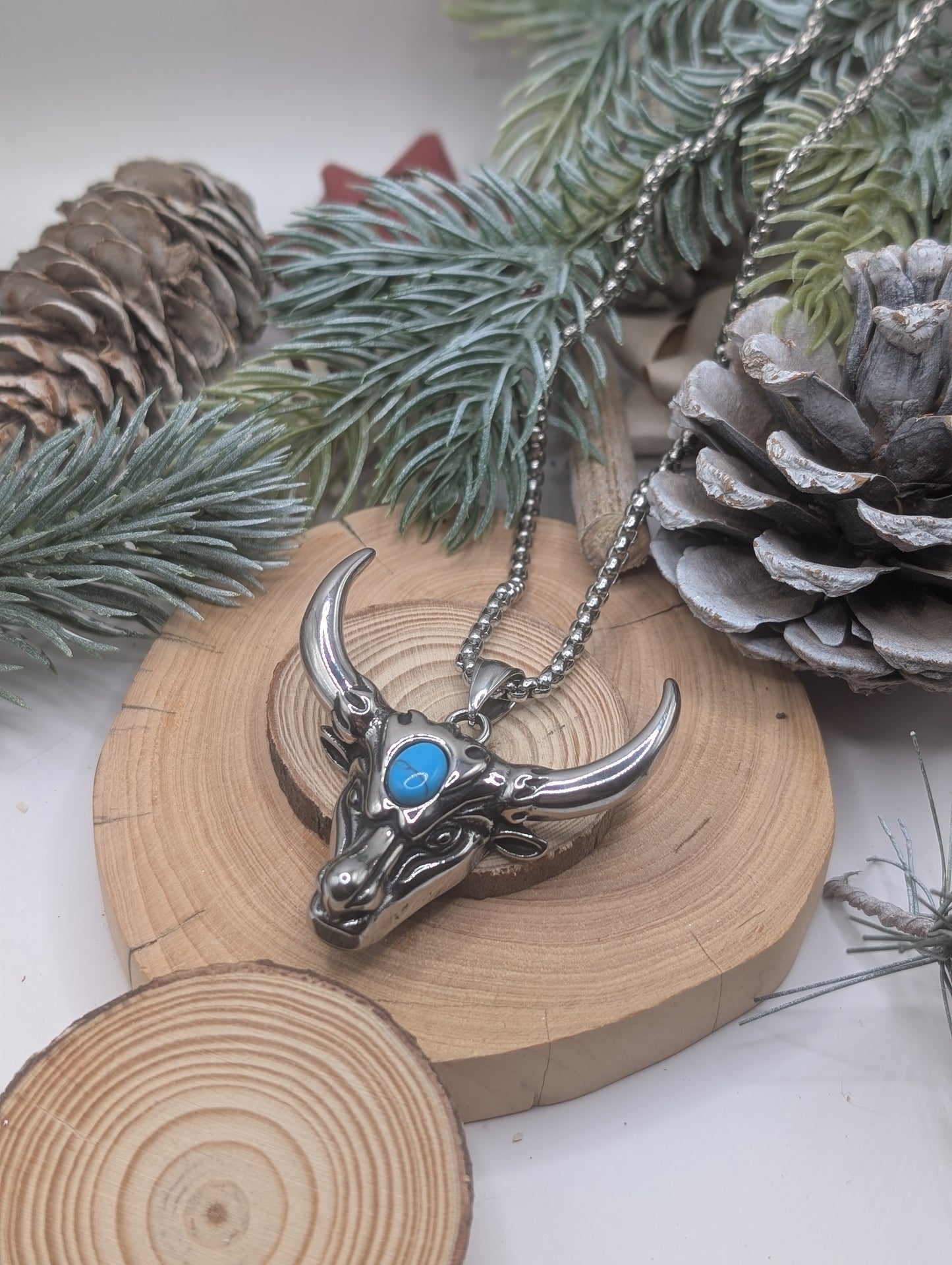 Turquoise Longhorn Chunky Pendant