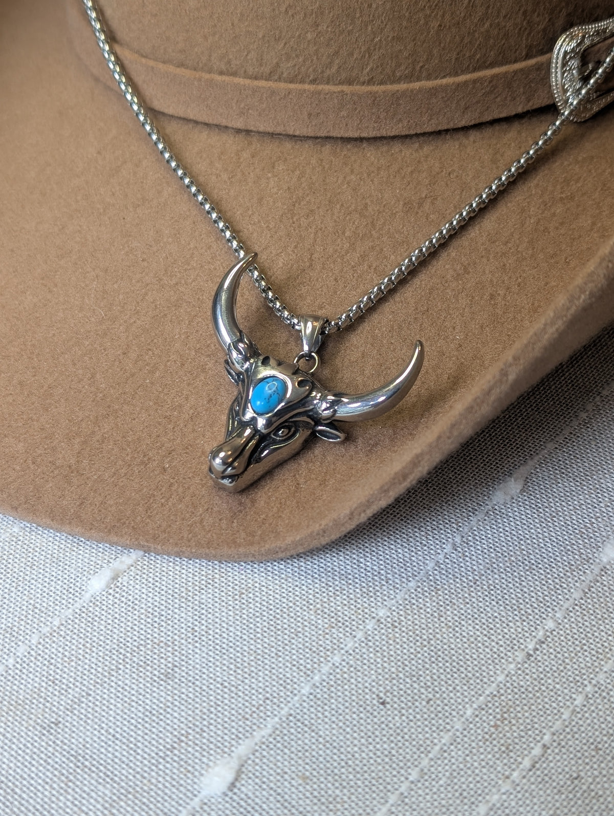 Turquoise Longhorn Chunky Pendant