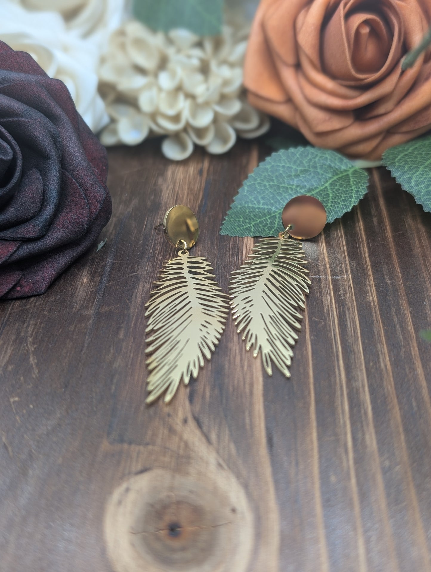 Tarnish Free Feather Drop Earrings