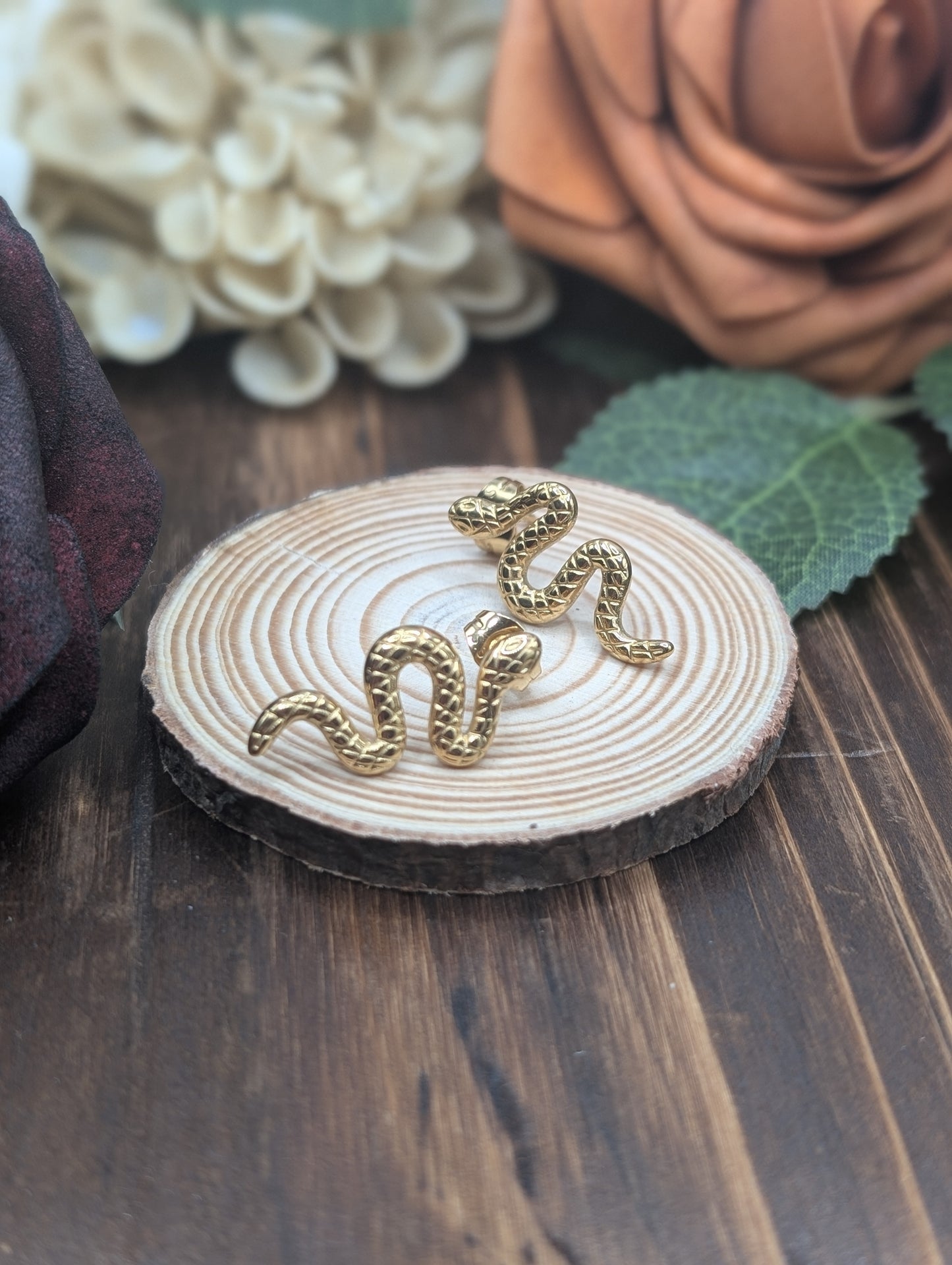 Slither Gold Stud Earrings