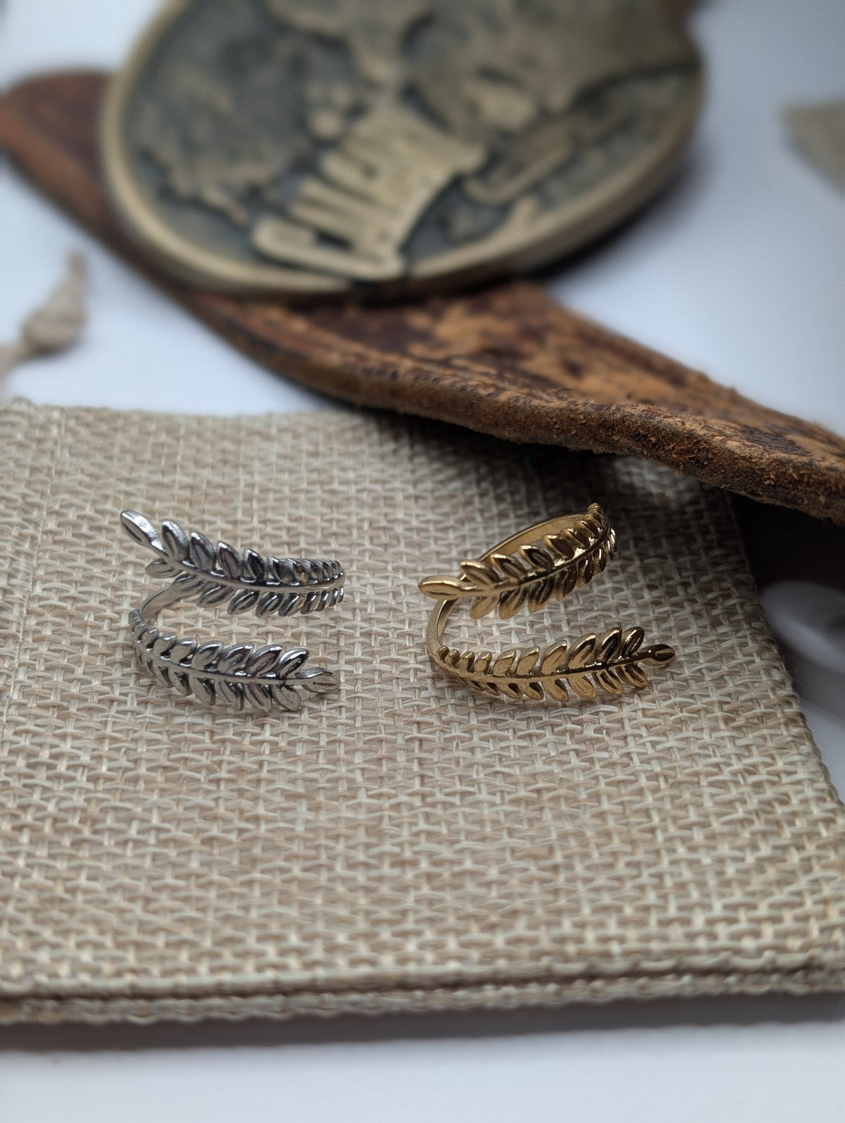 Olive Vine Adjustable Silver & Gold Rings