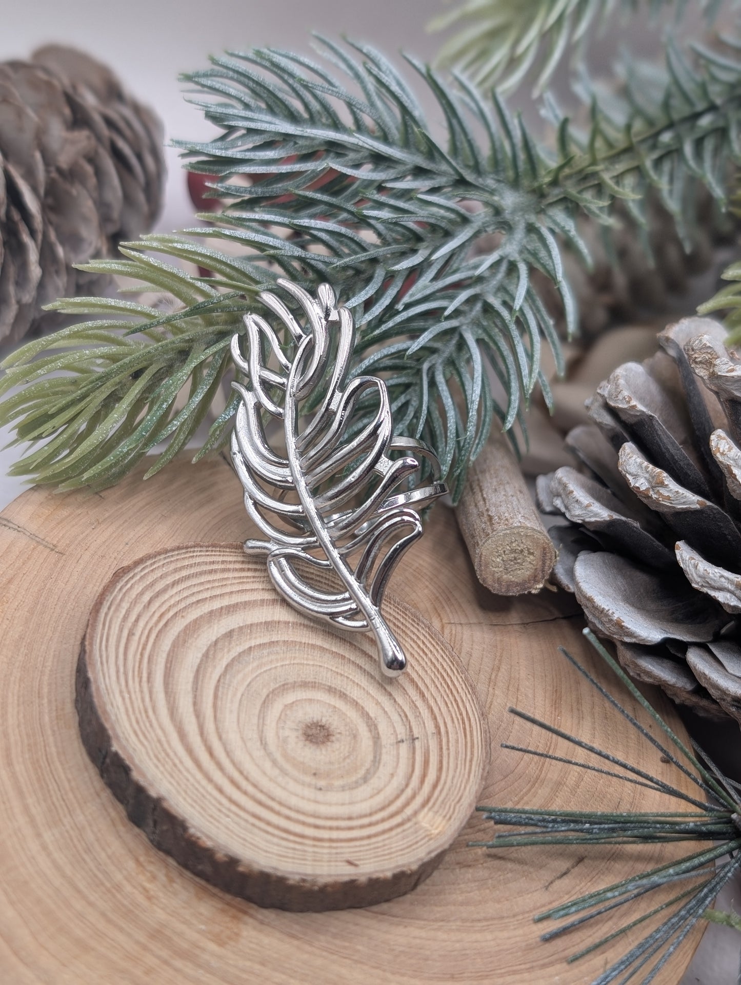 Silver Feather Adjustable ring