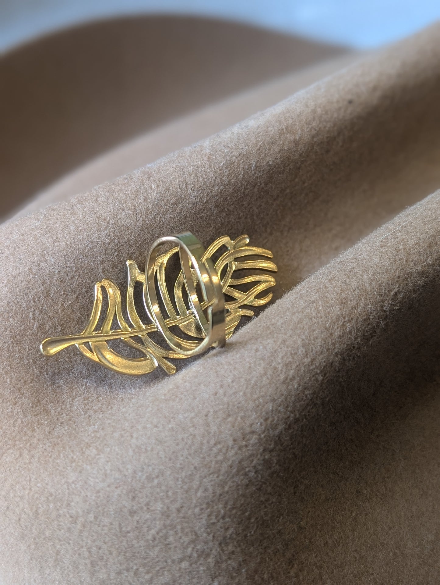 Gold Feather adjustable ring