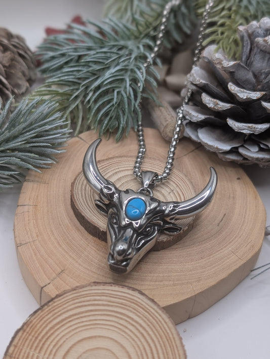 Turquoise Longhorn Chunky Pendant