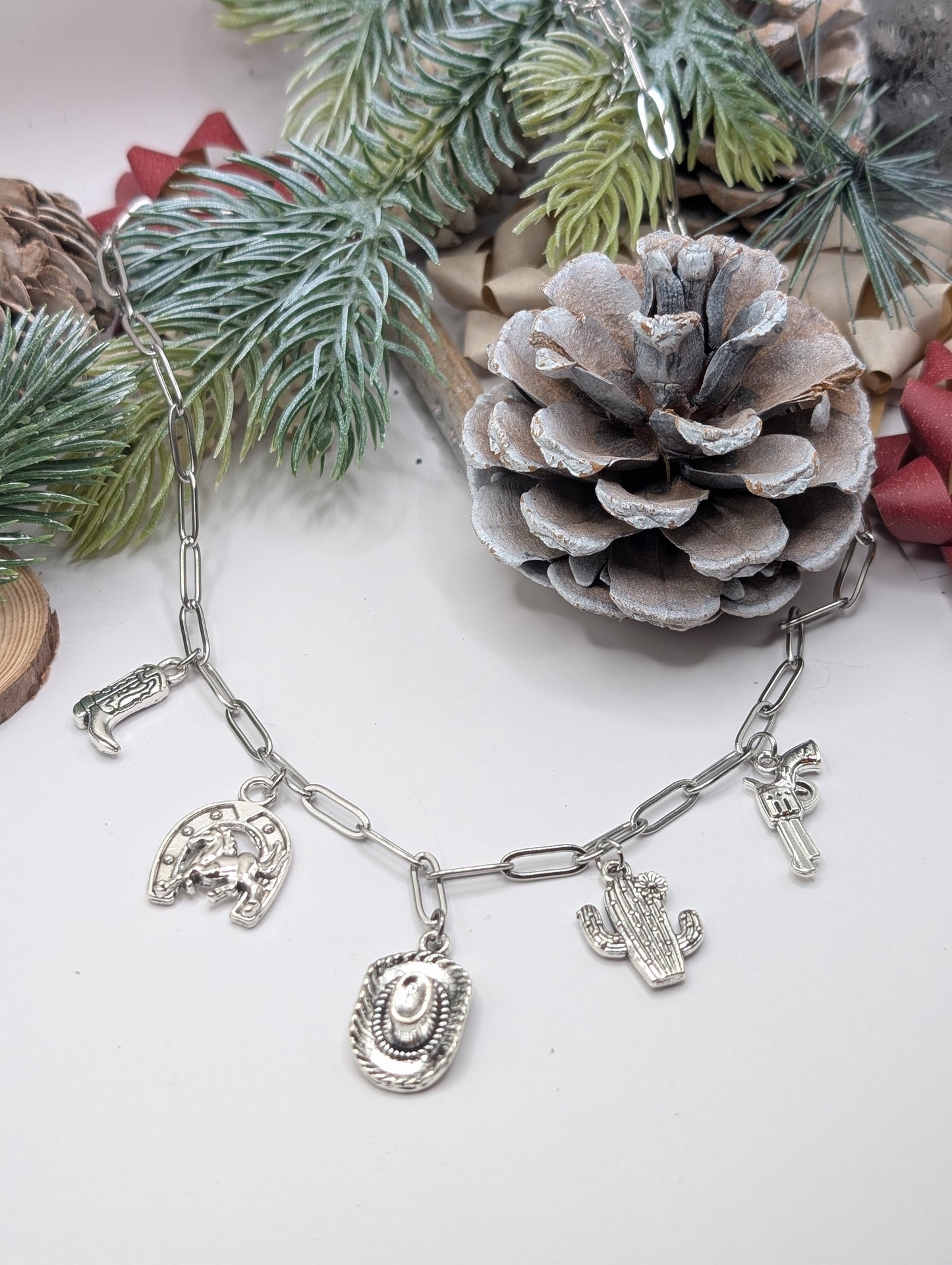 Silver Corral Charm Necklace