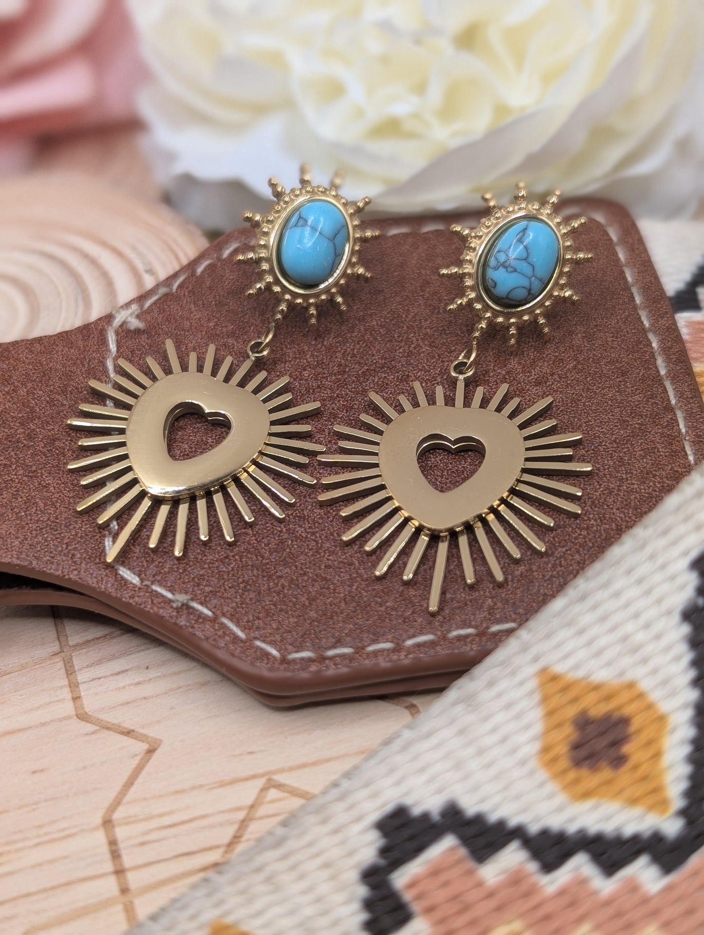 Moonburst Drop Turquoise Earrings