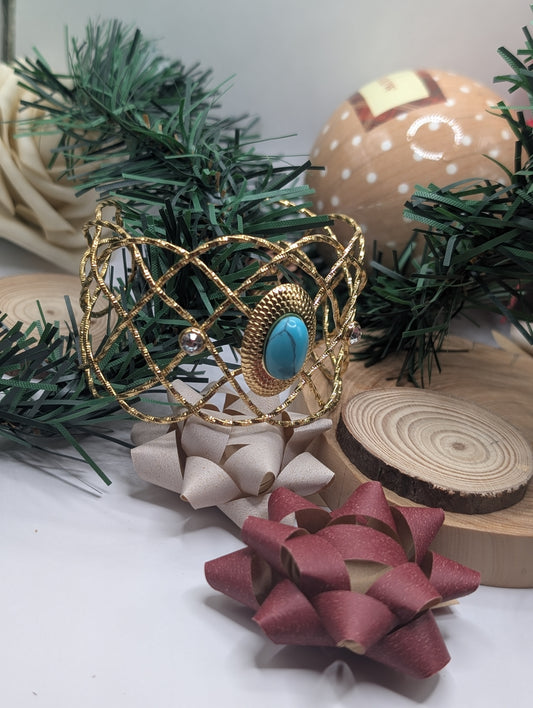 Gold Filigree Turquoise Cuff