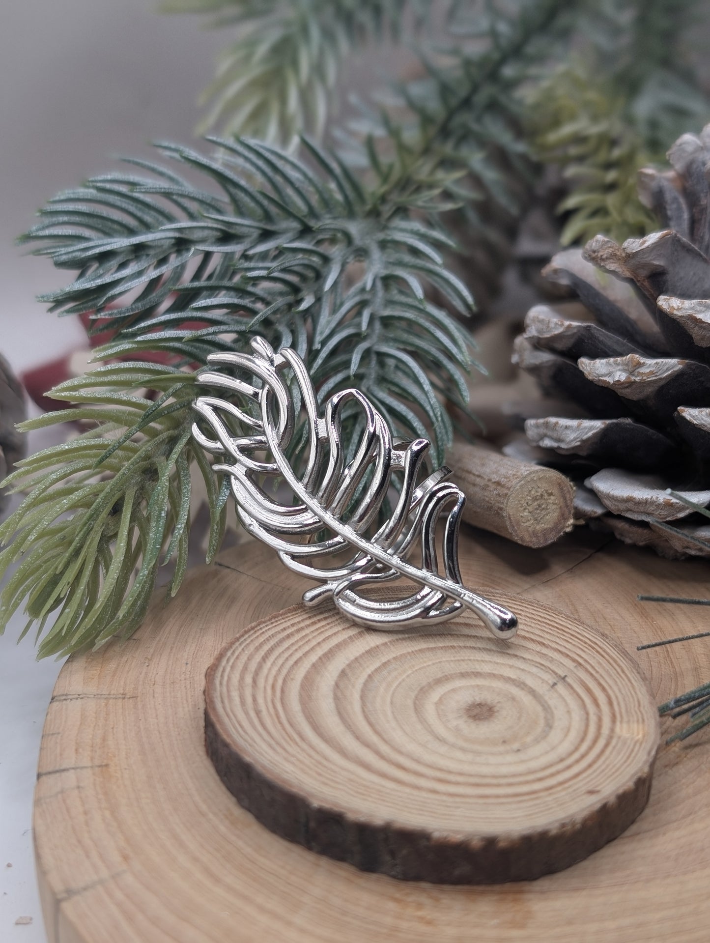 Silver Feather Adjustable ring