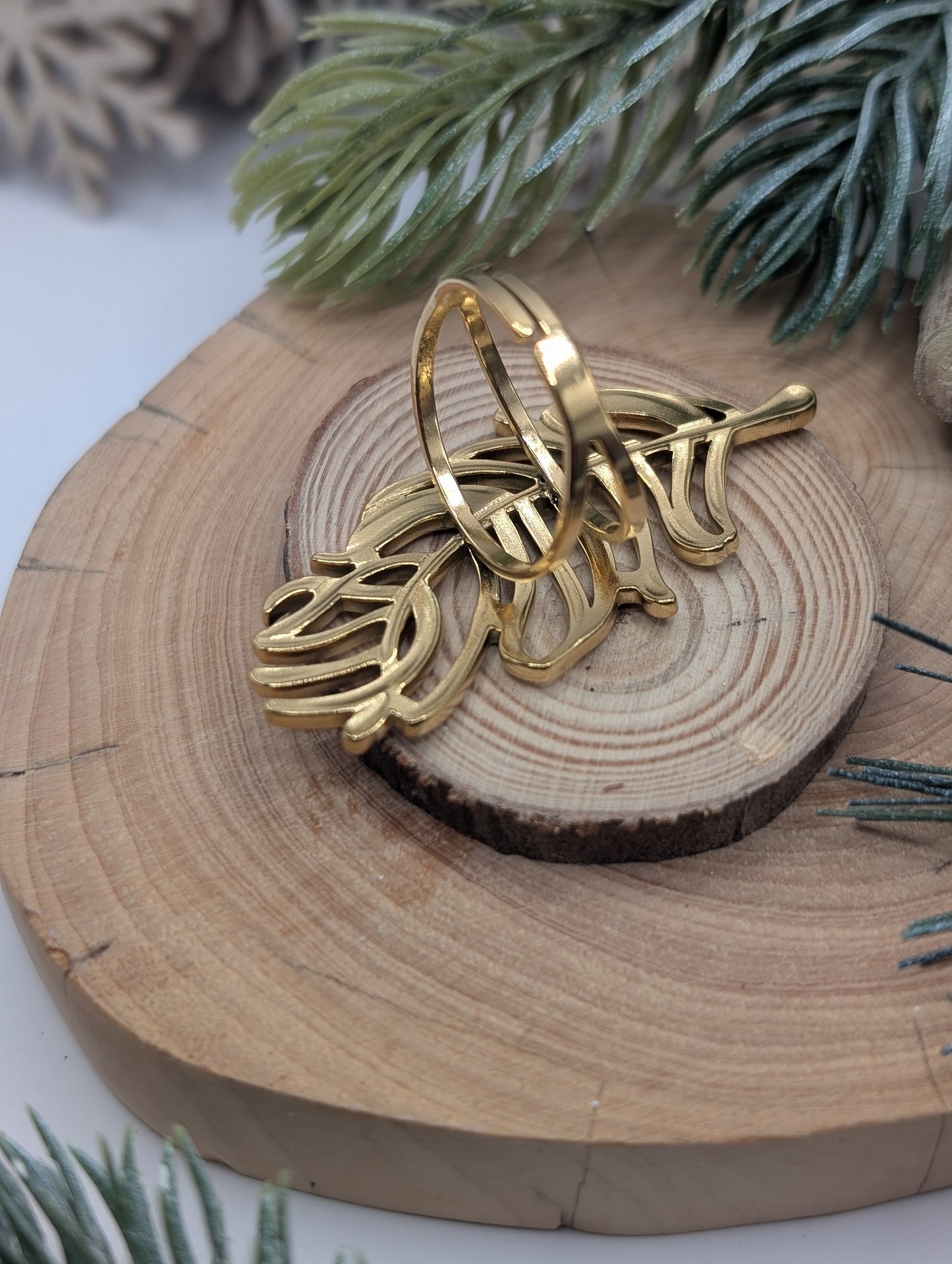 Gold Feather adjustable ring