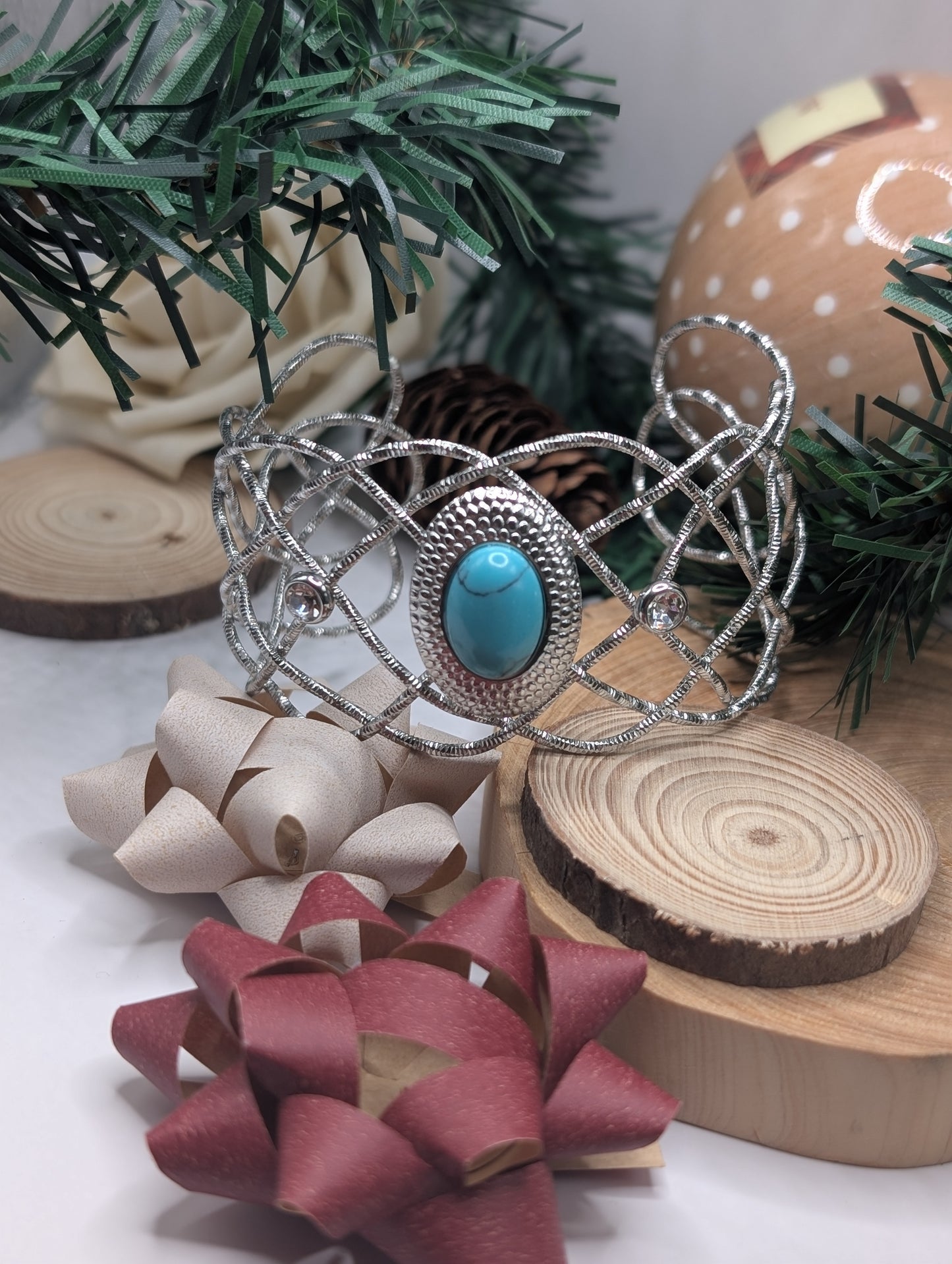 Silver Filigree Turquoise Cuff