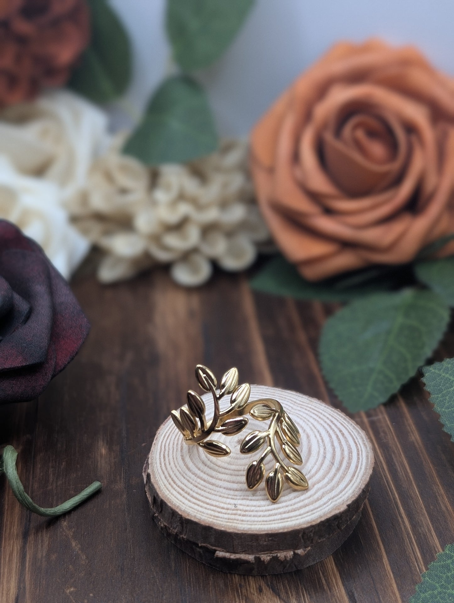 Large Adjustable Olive Wrap Ring