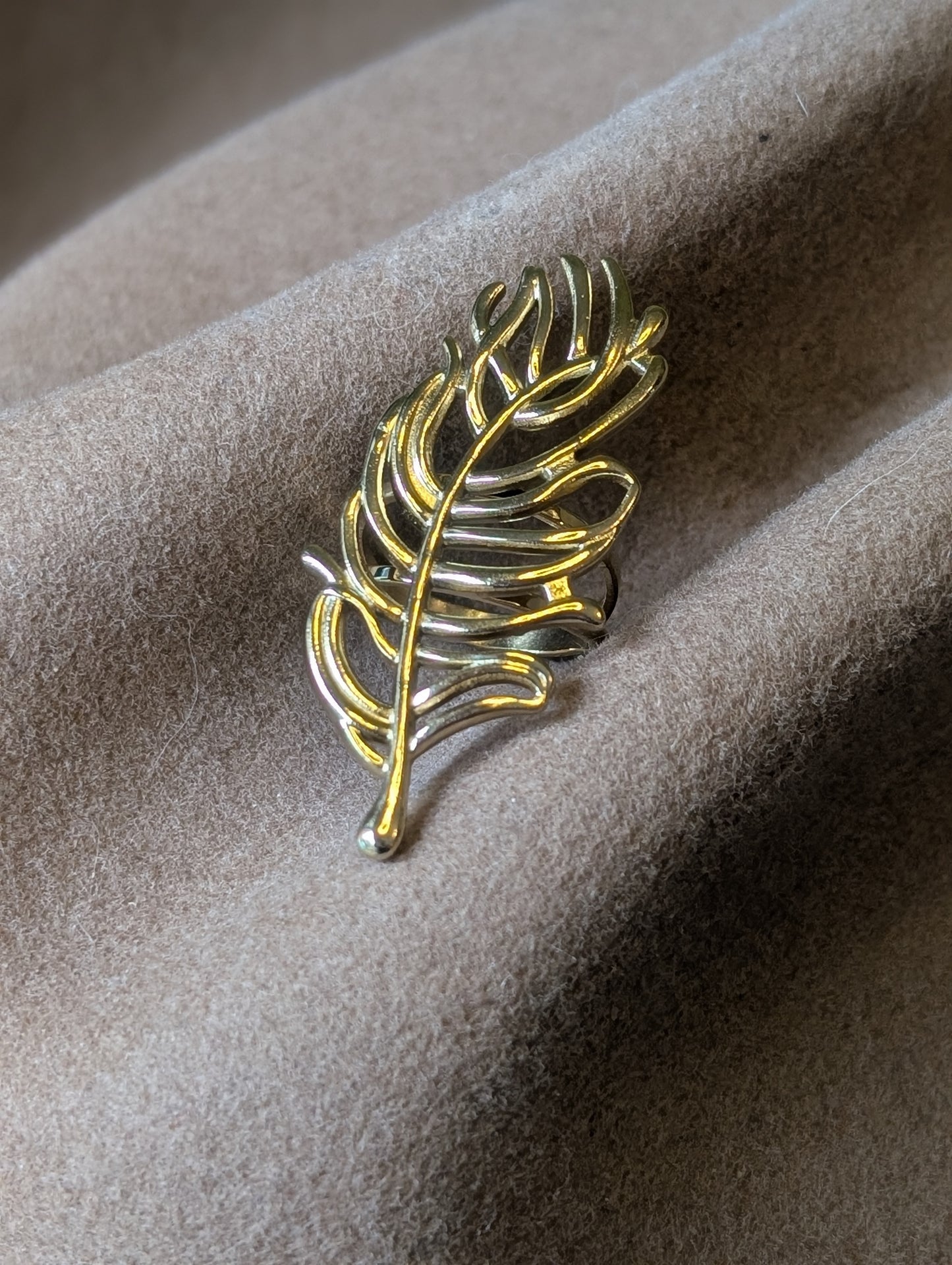 Gold Feather adjustable ring