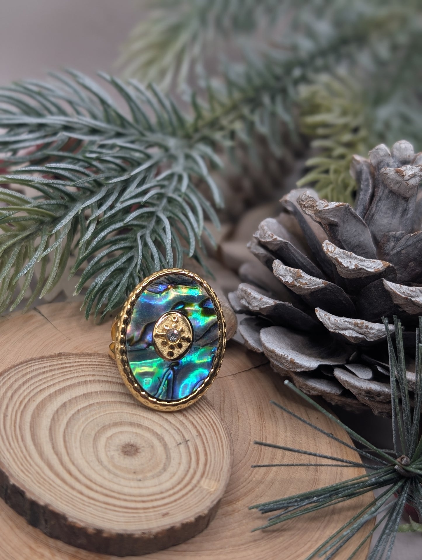 Gold Shell Concho Ring