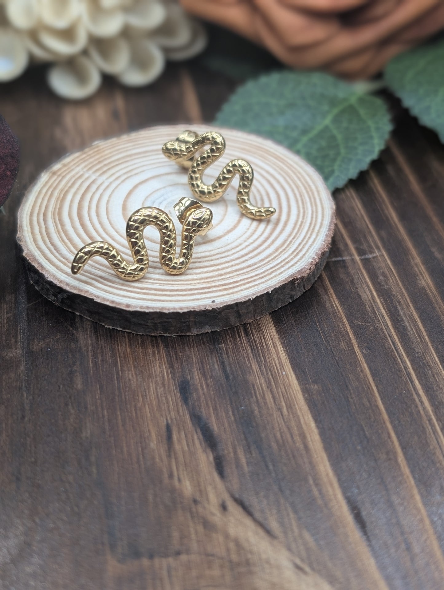 Slither Gold Stud Earrings