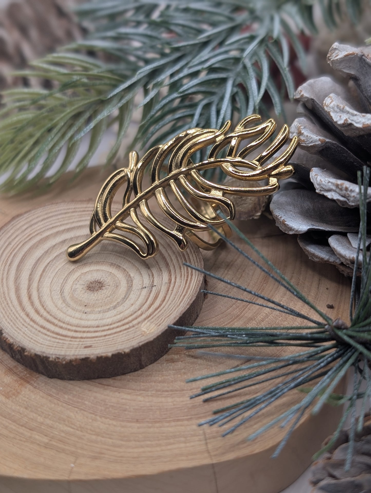 Gold Feather adjustable ring